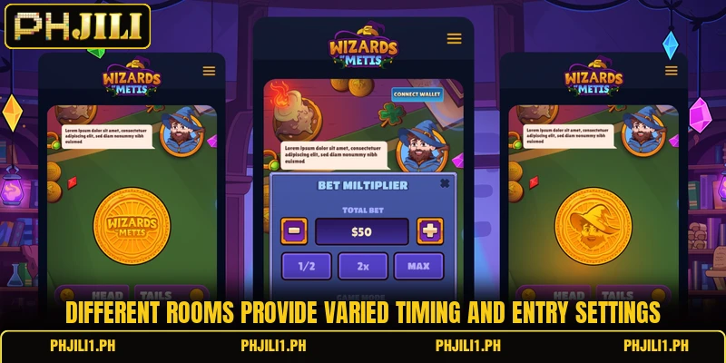Different rooms provide varied timing and entry settings Different rooms provide varied timing and entry settings