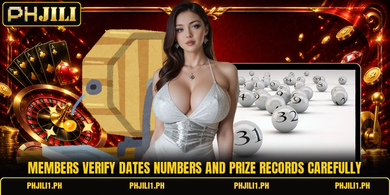 Members verify dates numbers and prize records carefully