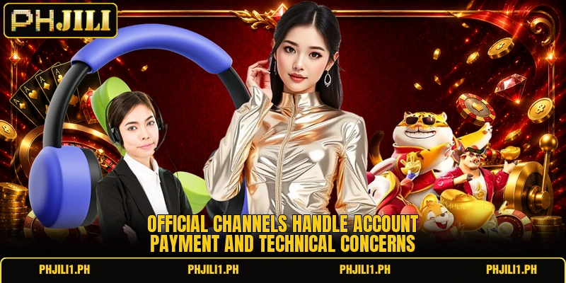 Official channels handle account payment and technical concerns
