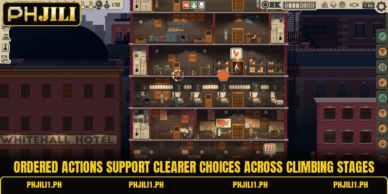 Ordered actions support clearer choices across climbing stages Ordered actions support clearer choices across climbing stages