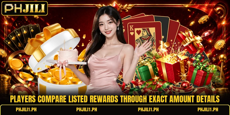 Players compare listed rewards through exact amount details