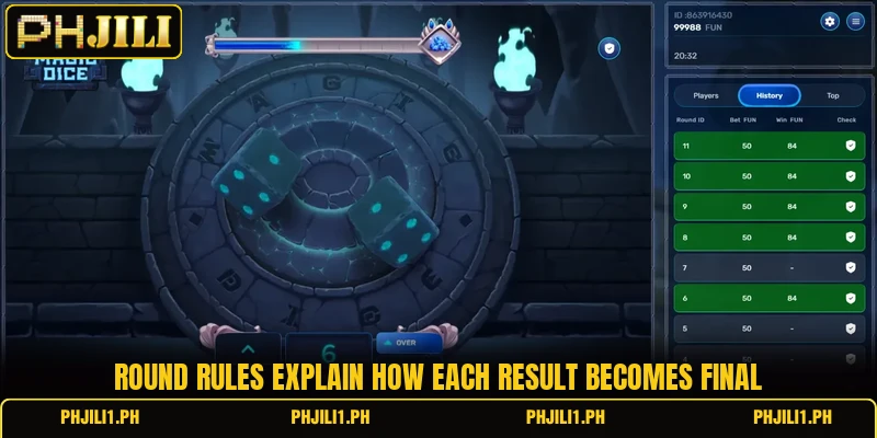 Round rules explain how each result becomes final